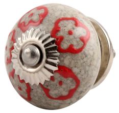 Red Embossed Tiny Flower Crackle Ceramic Drawer Knob Online